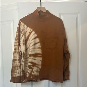 Madewell Cowl Neck Sweater in Brown and Cream Tie-Dye